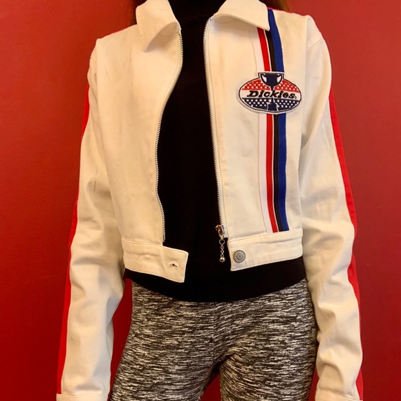 BRAND NEW, Dickies white denim racing jacket! - Picture 1 of 5